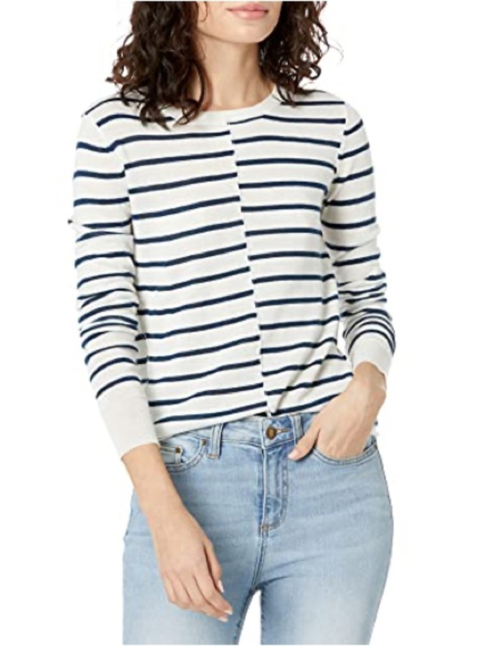 PAIGE Allie Striped Navy and Cream Merino Wool Sweater – Size Small